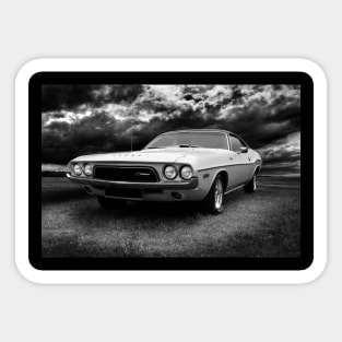 1972 dodge challenger, black and white Sticker